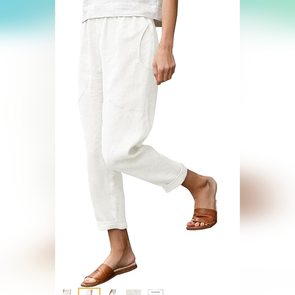 Langwyqu Tapered Capri Pants Loose Elastic Waist Ankle Length - Picture 2 of 3